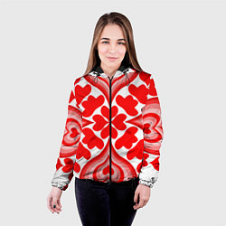 Куртка с капюшоном женская Узор из многих сердечек, цвет: 3D-черный — фото 2