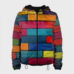 Куртка с капюшоном женская Цветные кирпичики, цвет: 3D-черный