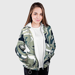 Куртка с капюшоном женская Абстракция оливковый, цвет: 3D-белый — фото 2