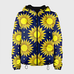 Куртка с капюшоном женская Солнечный паттерн, цвет: 3D-черный