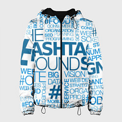 Куртка с капюшоном женская Хештеги, цвет: 3D-черный