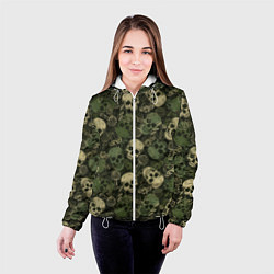 Куртка с капюшоном женская Камуфляж с черепами и грибами, цвет: 3D-белый — фото 2