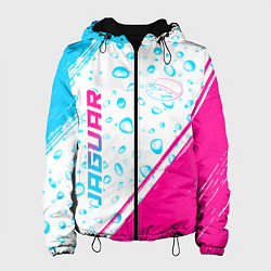 Куртка с капюшоном женская Jaguar neon gradient style: надпись, символ, цвет: 3D-черный