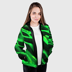 Куртка с капюшоном женская Зелено-черный абстрактный фон, цвет: 3D-черный — фото 2