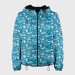 Женская куртка Белые кораблики паттерн