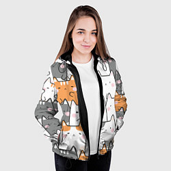 Куртка с капюшоном женская Семья котиков, цвет: 3D-черный — фото 2