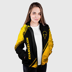 Куртка с капюшоном женская Evangelion - gold gradient: надпись, символ, цвет: 3D-черный — фото 2