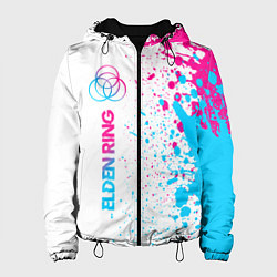 Куртка с капюшоном женская Elden Ring neon gradient style: по-вертикали, цвет: 3D-черный