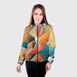Куртка с капюшоном женская Жемчужина - градиент из полигональных треугольнико, цвет: 3D-черный — фото 2