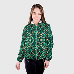 Куртка с капюшоном женская Изумрудный калейдоскоп, цвет: 3D-белый — фото 2