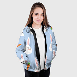 Куртка с капюшоном женская Зайчики и морковки, цвет: 3D-черный — фото 2