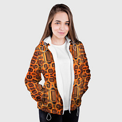 Куртка с капюшоном женская Оранжевый киберпанк, цвет: 3D-белый — фото 2