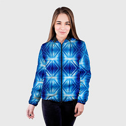 Куртка с капюшоном женская Ярко-синий светящийся узор, цвет: 3D-черный — фото 2