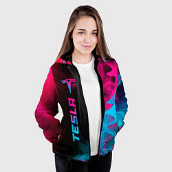 Куртка с капюшоном женская Tesla - neon gradient: по-вертикали, цвет: 3D-черный — фото 2