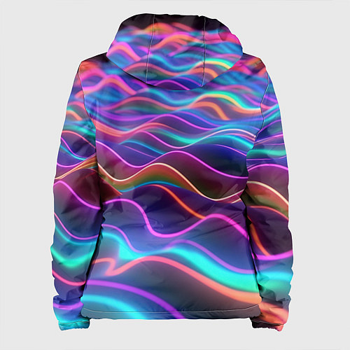 Женская куртка Синие и фиолетовые волны / 3D-Белый – фото 2