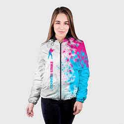 Куртка с капюшоном женская Counter Strike neon gradient style: по-вертикали, цвет: 3D-черный — фото 2