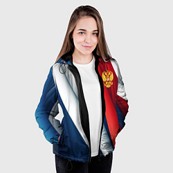 Куртка с капюшоном женская Герб России абстракция, цвет: 3D-черный — фото 2