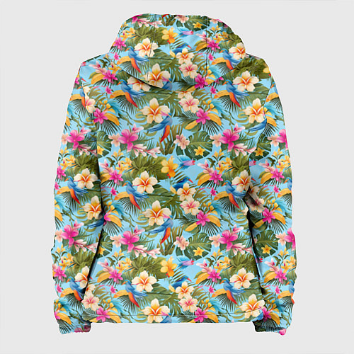 Женская куртка Разноцветные цветочки гавайские / 3D-Черный – фото 2