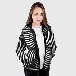 Куртка с капюшоном женская Оптическая иллюзия водоворот, цвет: 3D-черный — фото 2