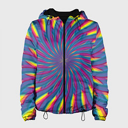 Куртка с капюшоном женская Оптическая иллюзия веер, цвет: 3D-черный
