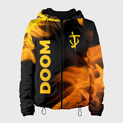 Куртка с капюшоном женская Doom - gold gradient: надпись, символ, цвет: 3D-черный