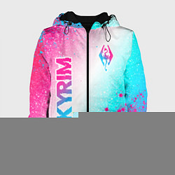 Куртка с капюшоном женская Skyrim neon gradient style: надпись, символ, цвет: 3D-черный