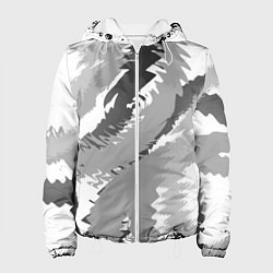 Куртка с капюшоном женская Черно-белая абстрактная картина, цвет: 3D-белый