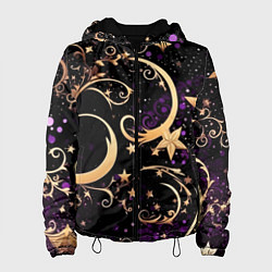Женская куртка Чёрный паттерн со звёздами и лунами