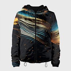 Женская куртка Золотые волны на черном фоне