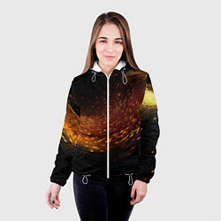 Куртка с капюшоном женская Фон темное золото, цвет: 3D-белый — фото 2