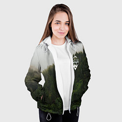 Куртка с капюшоном женская Я из Сибири на фоне леса, цвет: 3D-белый — фото 2