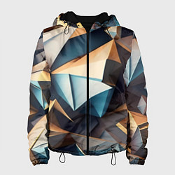 Куртка с капюшоном женская Геометрический принт от нейросети, цвет: 3D-черный