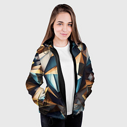 Куртка с капюшоном женская Геометрический принт от нейросети, цвет: 3D-черный — фото 2