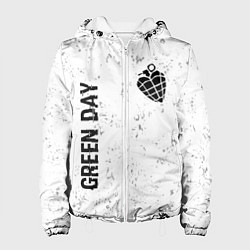 Куртка с капюшоном женская Green Day glitch на светлом фоне: надпись, символ, цвет: 3D-белый