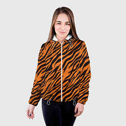 Куртка с капюшоном женская Полоски тигра - tiger, цвет: 3D-белый — фото 2