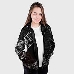 Куртка с капюшоном женская Чертеж ракеты, цвет: 3D-черный — фото 2