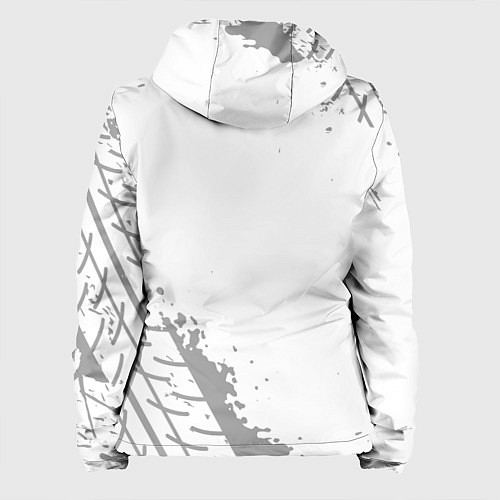 Женская куртка Fiat speed на светлом фоне со следами шин: надпись / 3D-Белый – фото 2