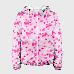 Куртка с капюшоном женская Барби, сердечки и цветочки, цвет: 3D-белый