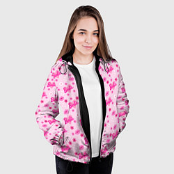 Куртка с капюшоном женская Барби, сердечки и цветочки, цвет: 3D-черный — фото 2