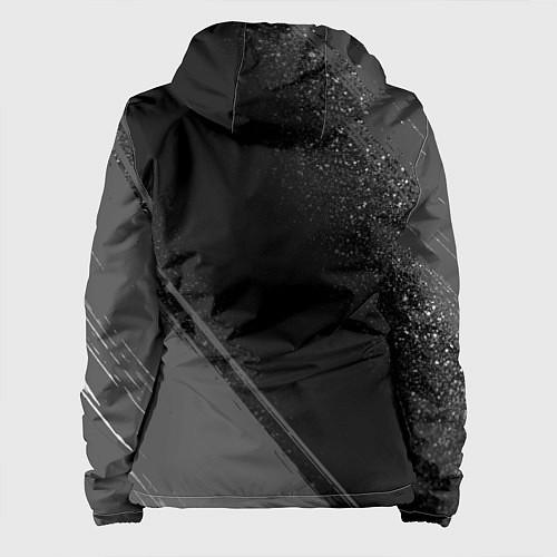 Женская куртка DanMachi glitch на темном фоне: надпись, символ / 3D-Черный – фото 2