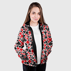 Куртка с капюшоном женская Карточные масти - символика, цвет: 3D-черный — фото 2