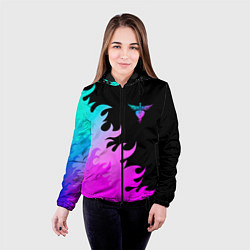 Куртка с капюшоном женская Bon Jovi неоновый огонь, цвет: 3D-черный — фото 2