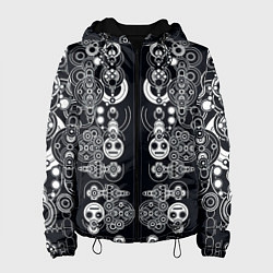 Куртка с капюшоном женская Кольца противогаза, цвет: 3D-черный