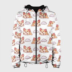 Куртка с капюшоном женская Corgi dreams, цвет: 3D-черный