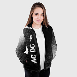 Куртка с капюшоном женская AC DC glitch на темном фоне: по-вертикали, цвет: 3D-черный — фото 2