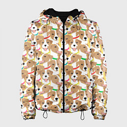 Женская куртка Джек рассел терьер в разноцветных ошейниках