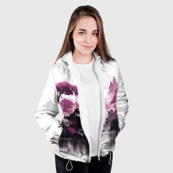 Куртка с капюшоном женская Японские мотивы - фиолетовый, цвет: 3D-белый — фото 2