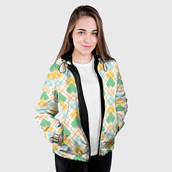 Куртка с капюшоном женская Ромбический узор, цвет: 3D-черный — фото 2