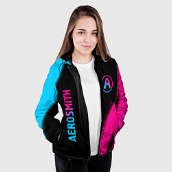 Куртка с капюшоном женская Aerosmith - neon gradient: надпись, символ, цвет: 3D-черный — фото 2