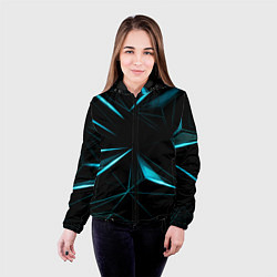 Куртка с капюшоном женская Light blue hexagon, цвет: 3D-черный — фото 2